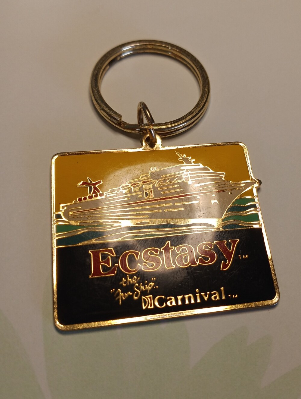 Vintage Carnival Cruise Ship Keychain Ecstasy Keyring Rare